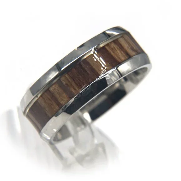 🎉HOSTESS PICK🎉 Silver Wedding Band with Brown Wood Tones. - Picture 2 of 5